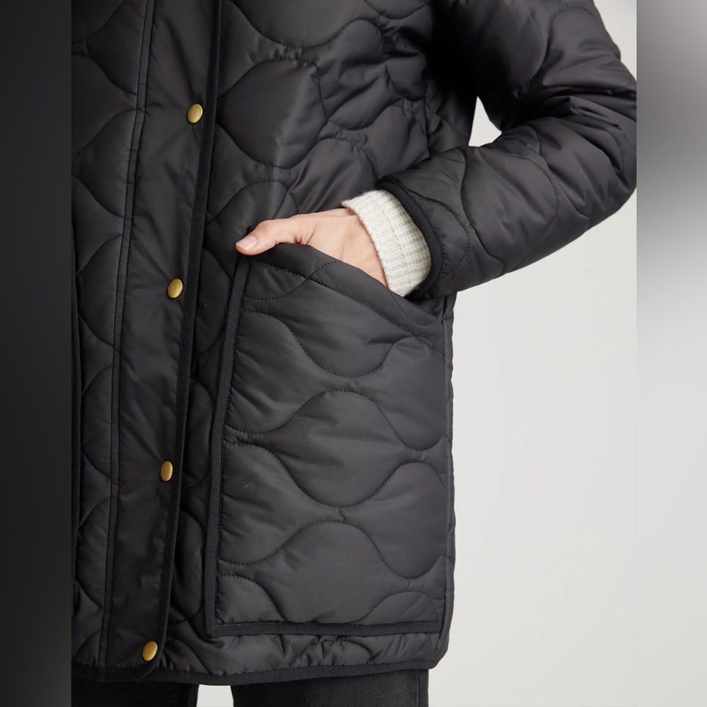 Quince Featherless Quilted Long Puffer Jacket Black Medium Preppy Minimalist - Picture 4 of 16